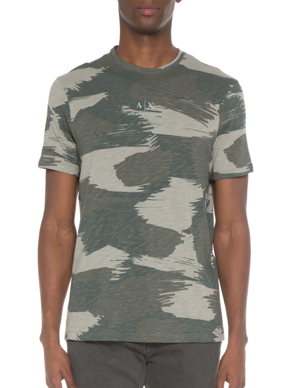 Camiseta Masculina De Malha Camuflada Verde Armani Exchange
