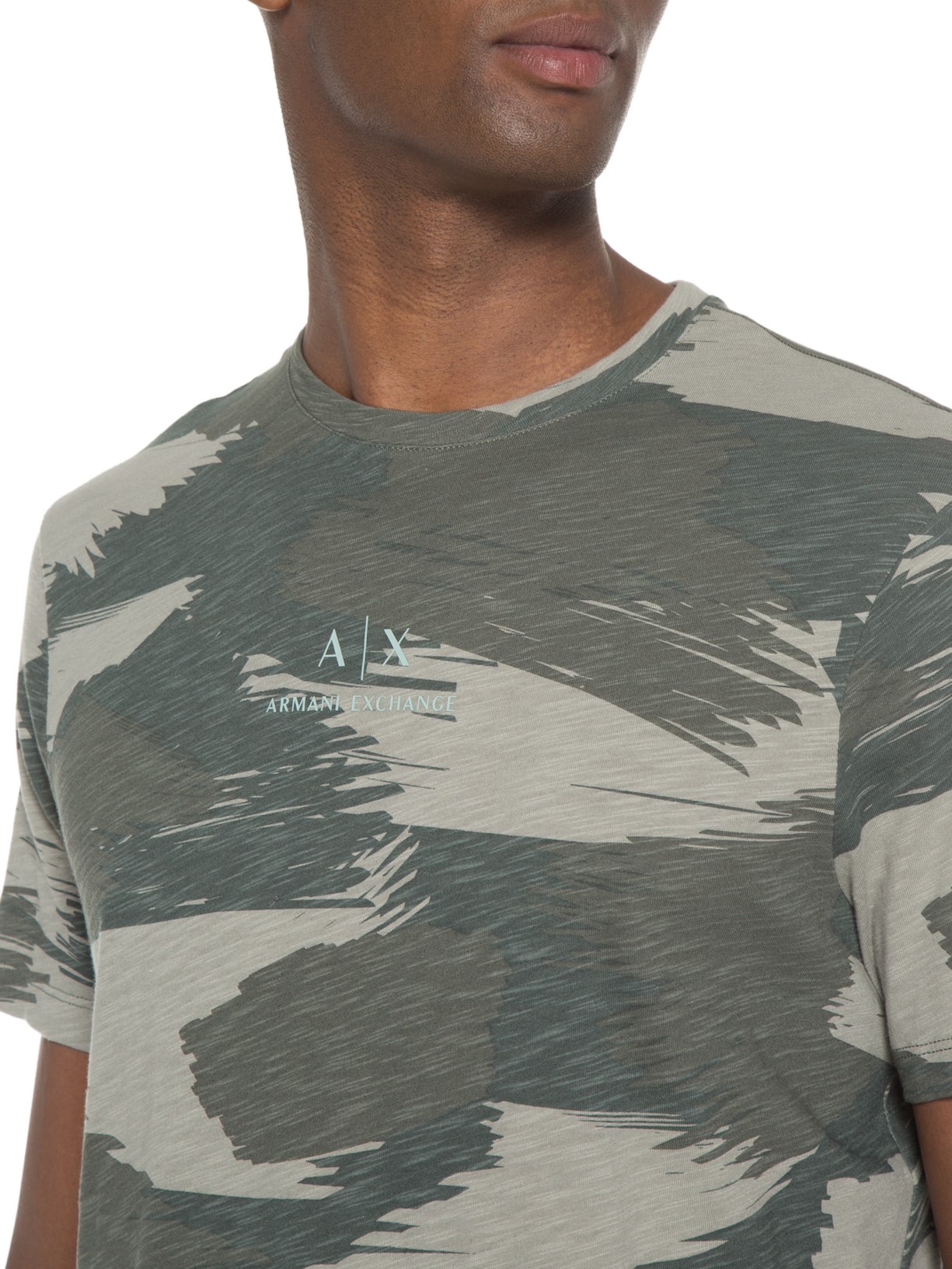 Camiseta Masculina De Malha Camuflada Verde Armani Exchange