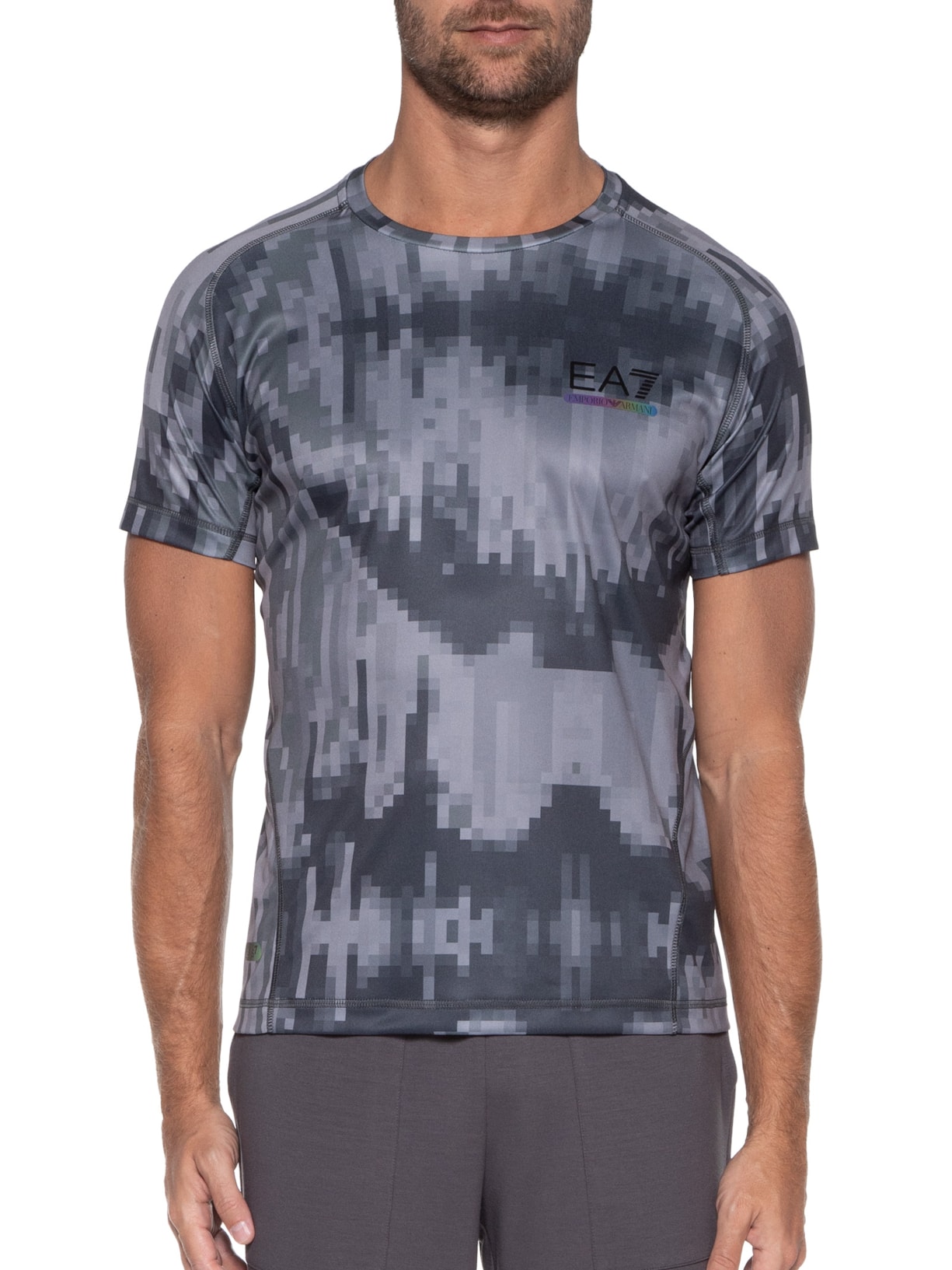 Camiseta Masculina De Malha Cinza Ea7 Emporio Armani