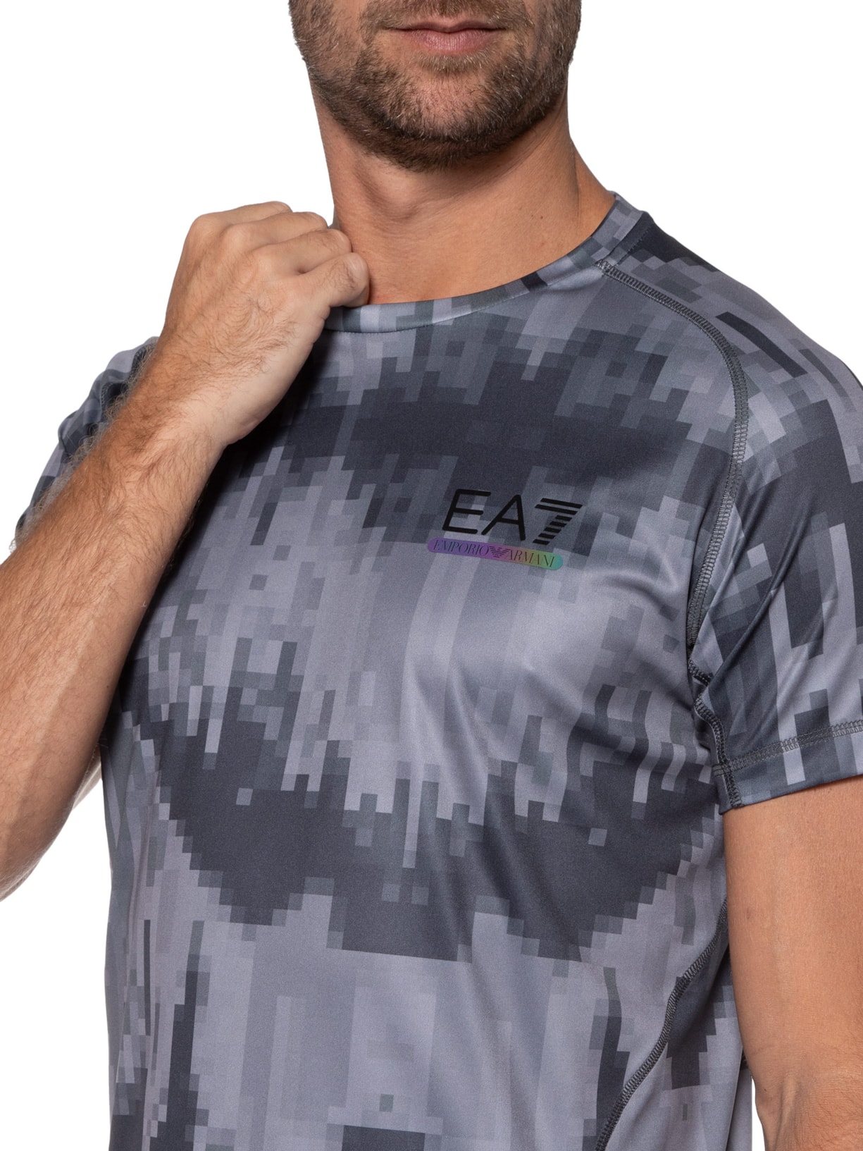 Camiseta Masculina De Malha Cinza Ea7 Emporio Armani