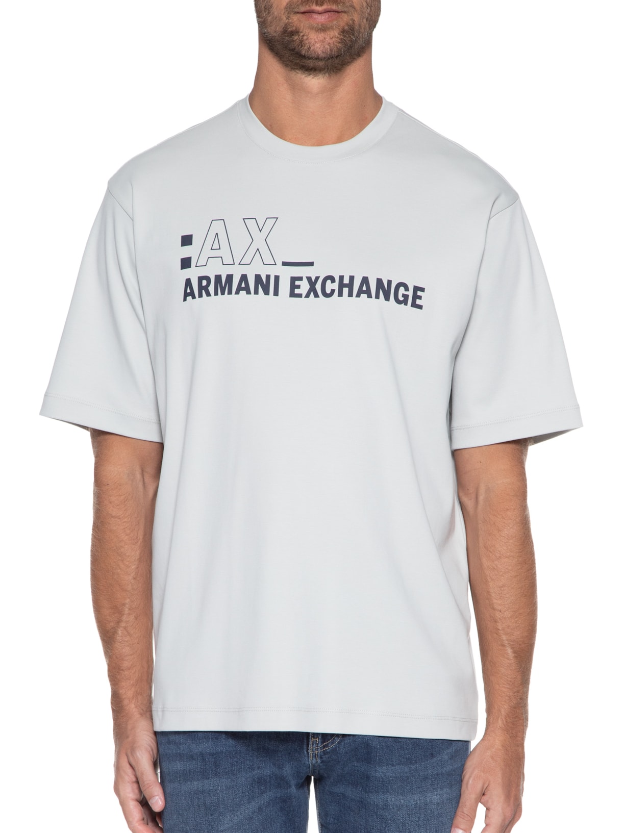 Camiseta Masculina De Malha Cinza Armani Exchange