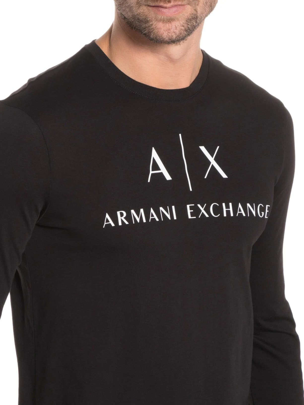 Camiseta Masculina De Malha Manga Longa Preto Armani Exchange