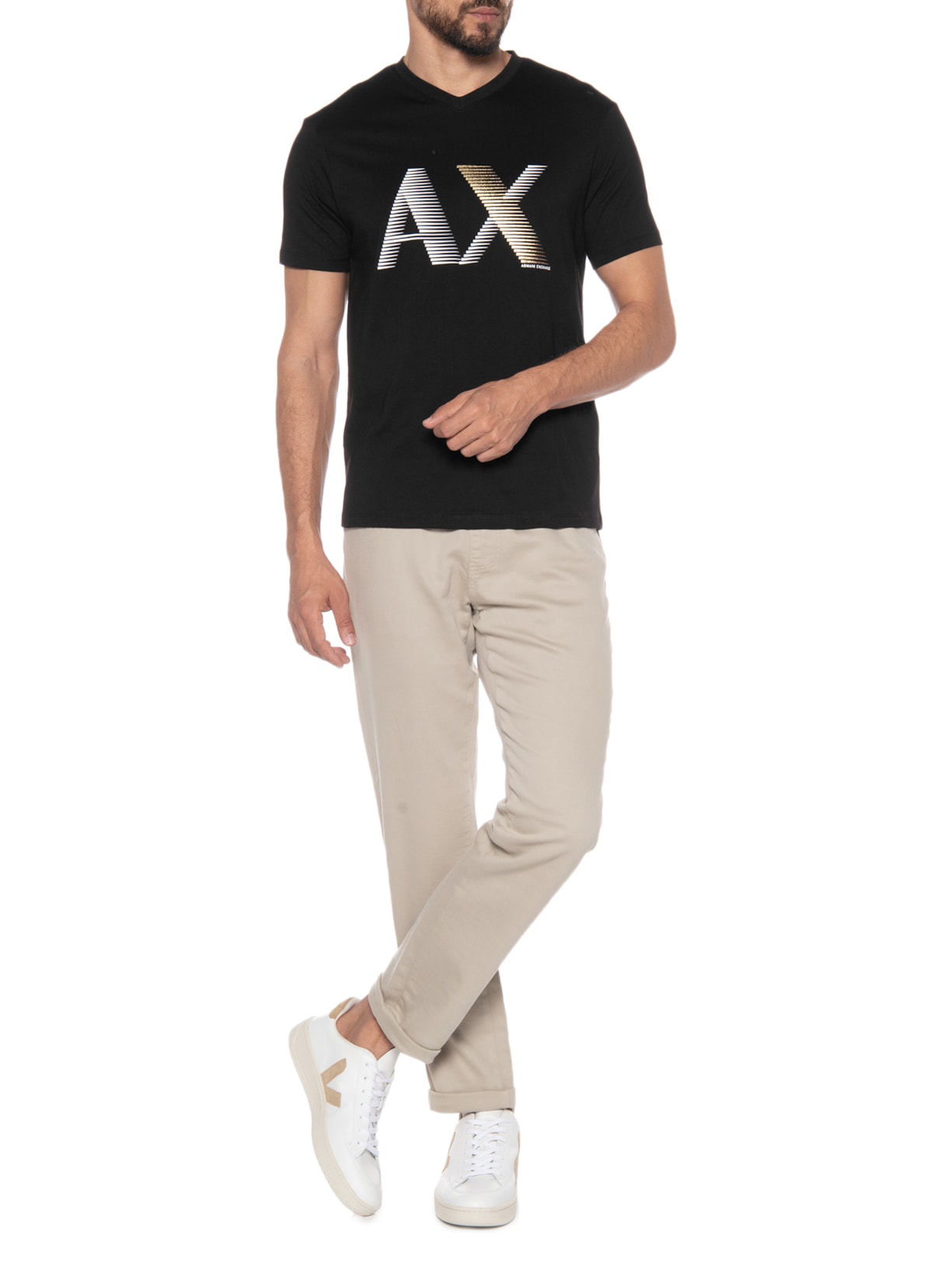 Camiseta Masculina De Mangas Curtas Preto Armani Exchange