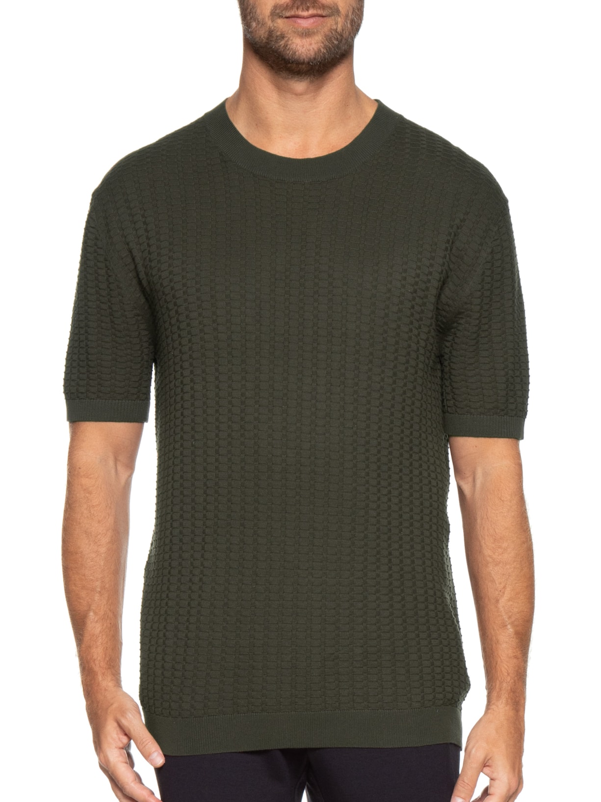Camiseta Masculina De Tricot Texturizada Verde '2 Essential