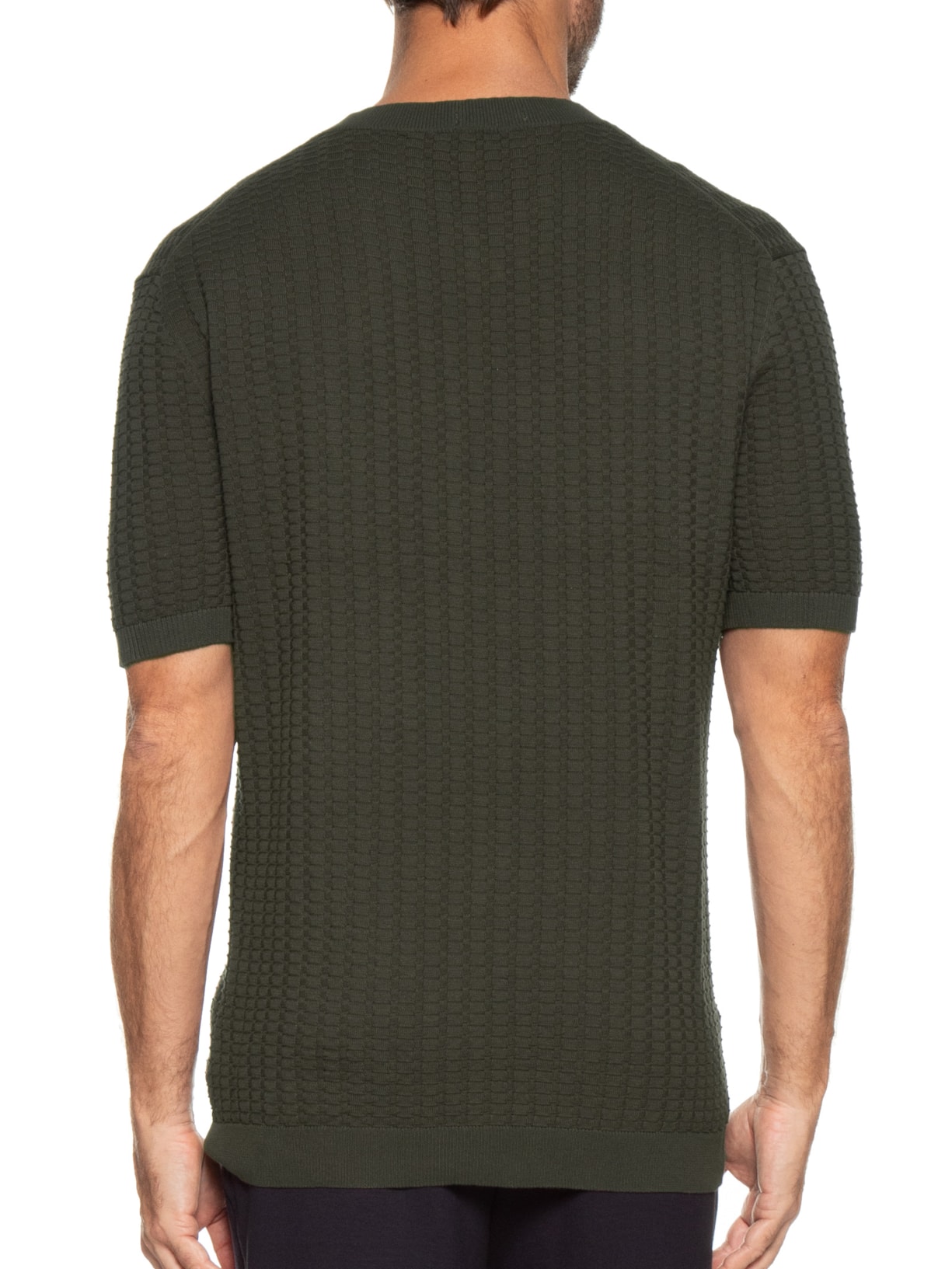 Camiseta Masculina De Tricot Texturizada Verde '2 Essential