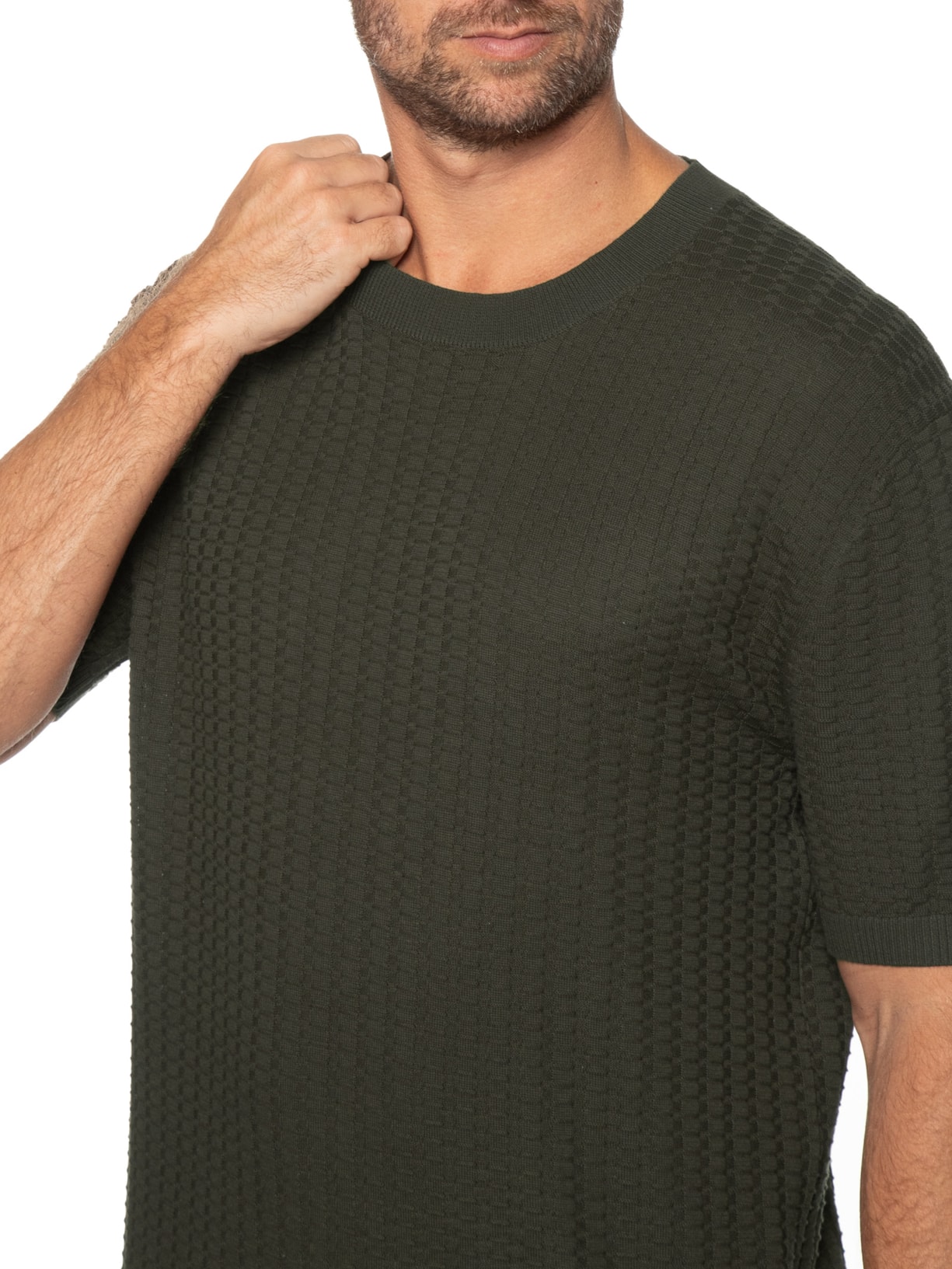 Camiseta Masculina De Tricot Texturizada Verde '2 Essential