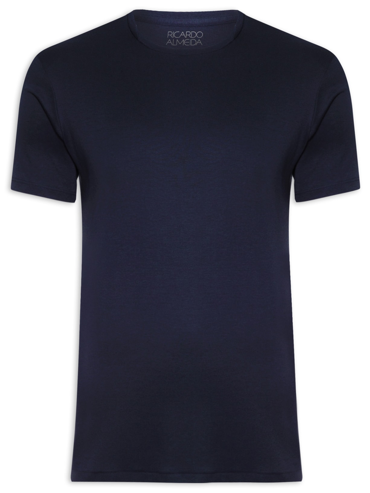 Camiseta Masculina Decote Careca Gola Cruzada - Azul