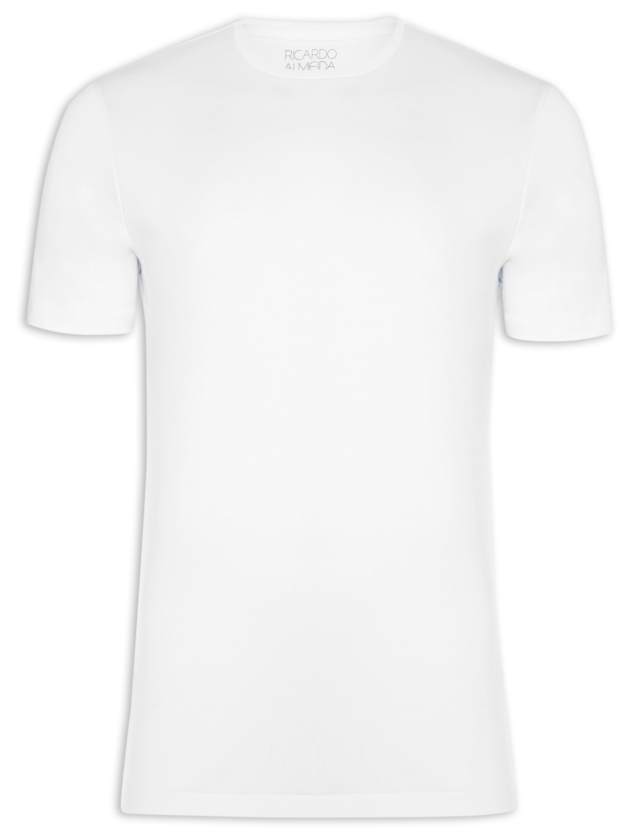 Camiseta Masculina Decote Careca Gola Cruzada - Branco