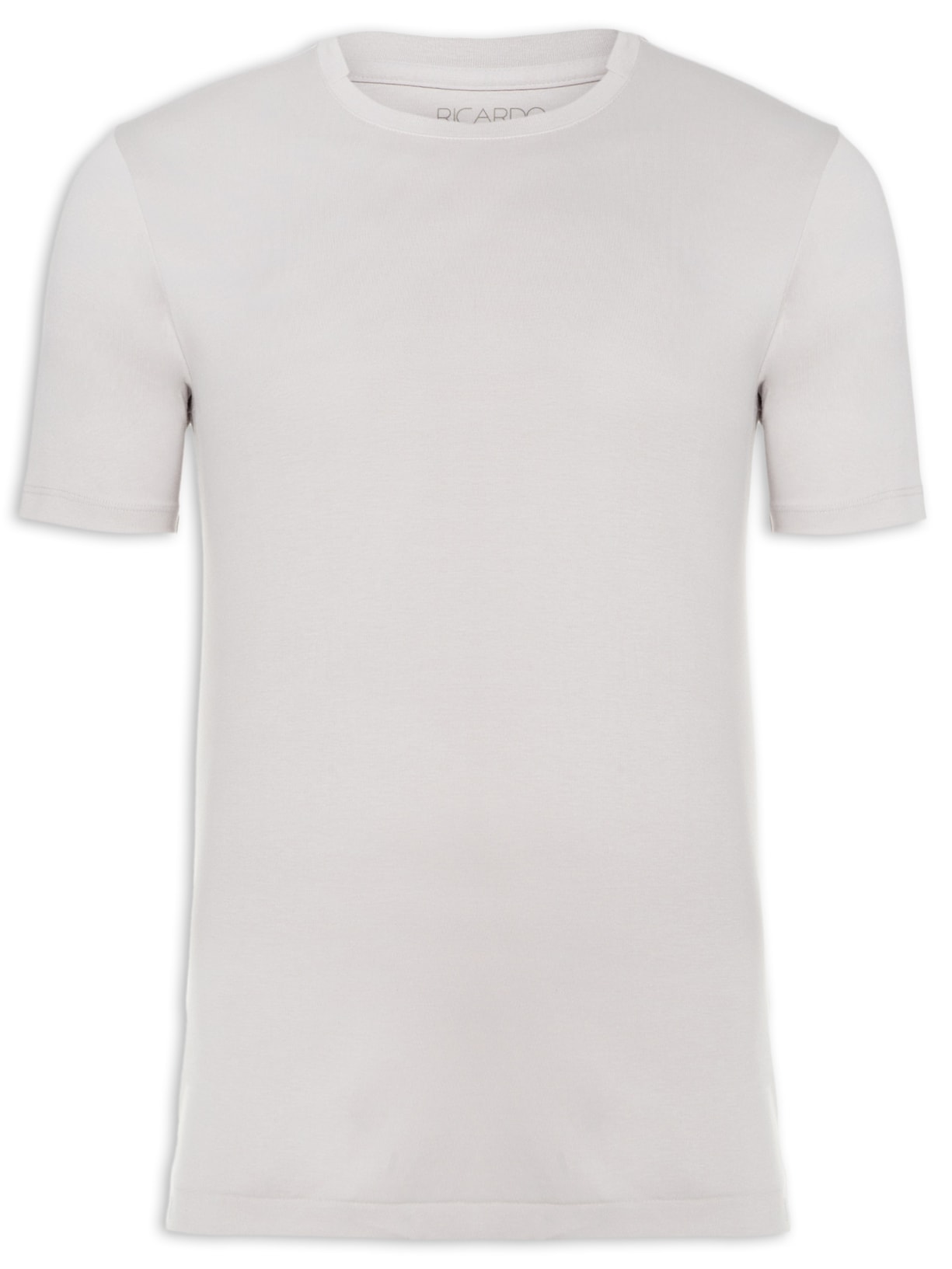 Camiseta Masculina Decote Careca Gola Degrau - Cinza