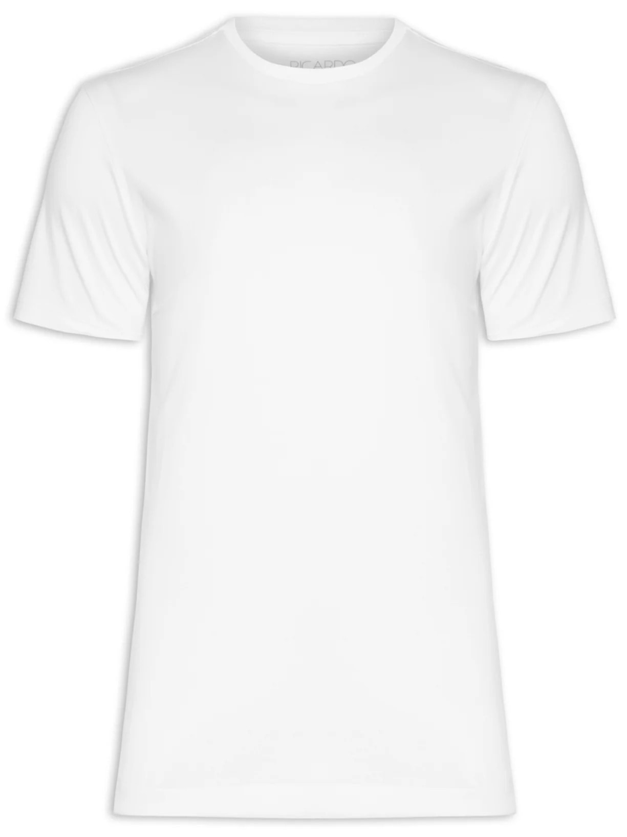 Camiseta Masculina Detalhe Gola Cruzada Em Algodão Pima Branco Ricardo Almeida