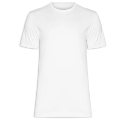 Camiseta Masculina Detalhe Gola Cruzada Em Algodão Pima - Branco