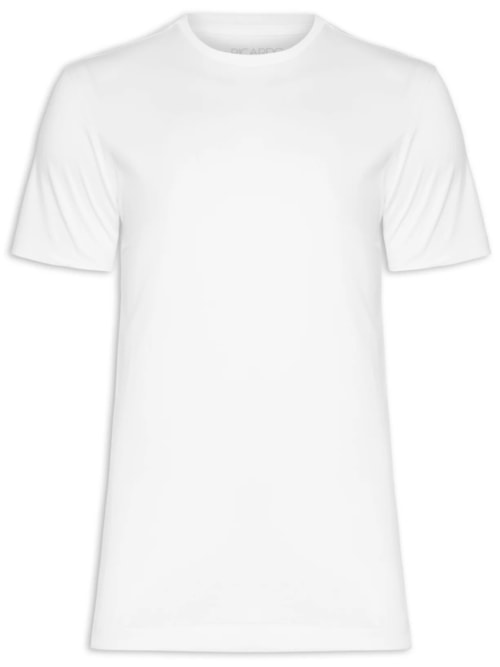 Camiseta Masculina Detalhe Gola Cruzada Em Algodão Pima - Branco