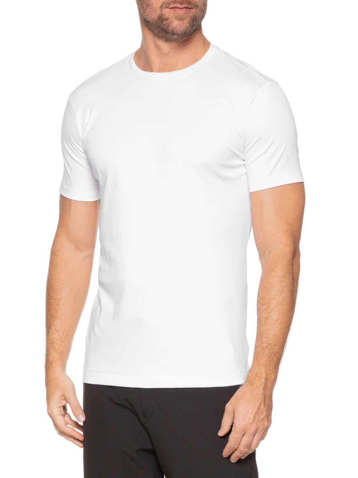 Camiseta Masculina Detalhe Gola Cruzada Em Algodão Pima Branco Ricardo Almeida