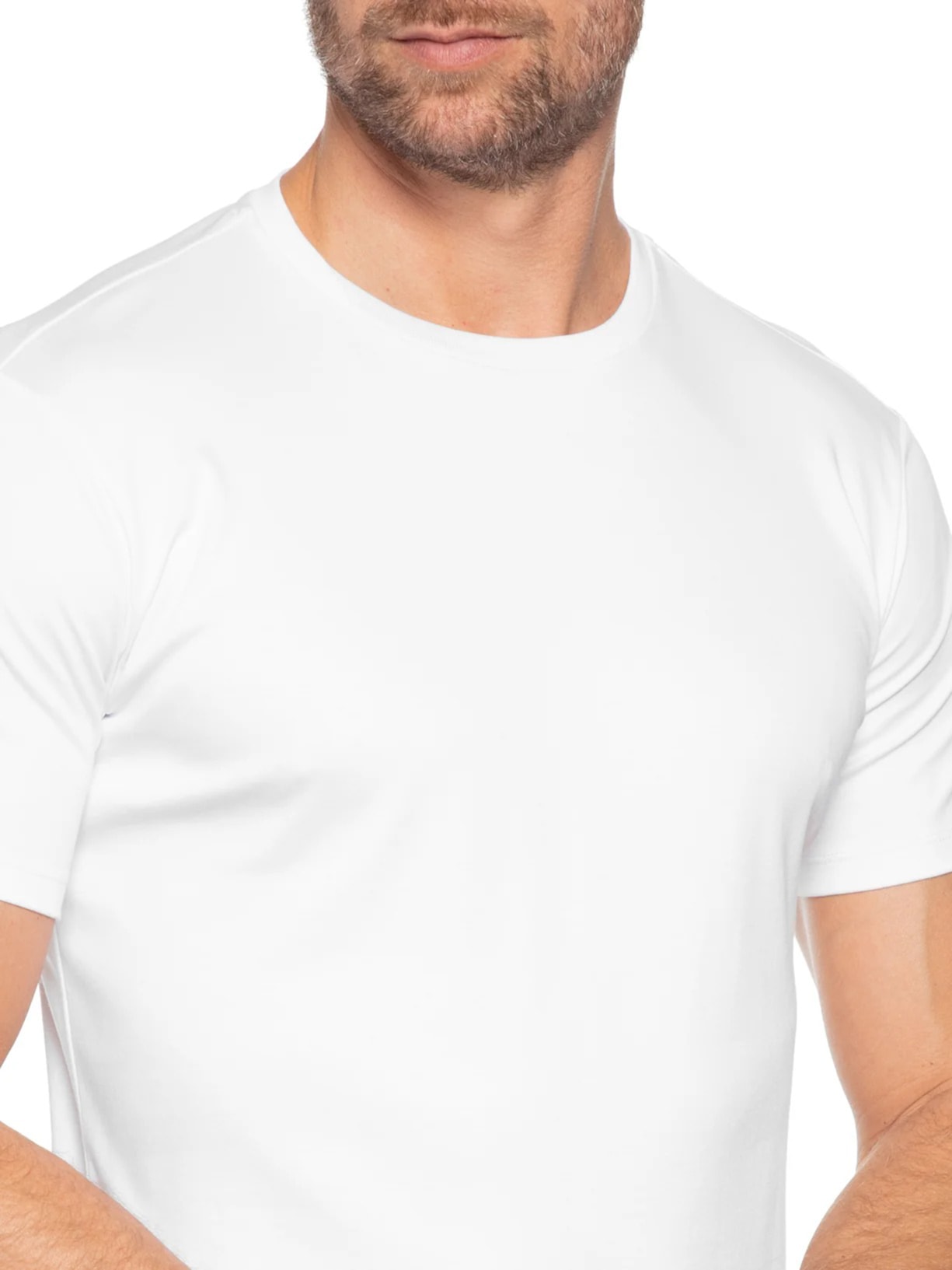 Camiseta Masculina Detalhe Gola Cruzada Em Algodão Pima Branco Ricardo Almeida