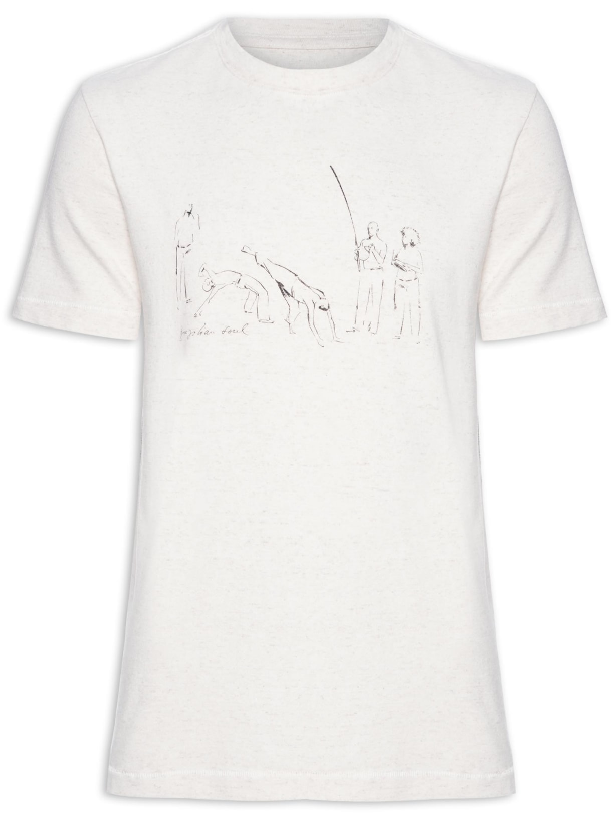 Camiseta Masculina Double Face Capoeira Soul Manga Curta - Bege