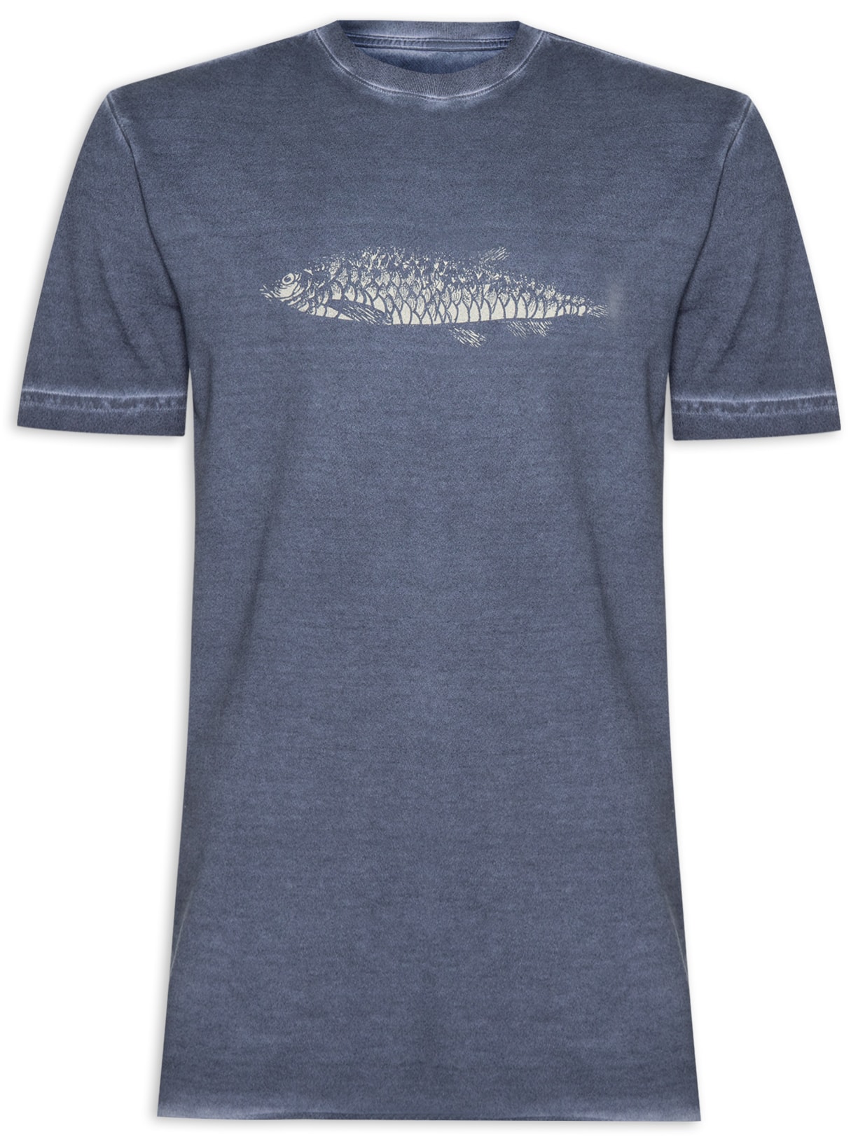 Camiseta Masculina Double Face Watercolor Fidh Manga Curta - Azul