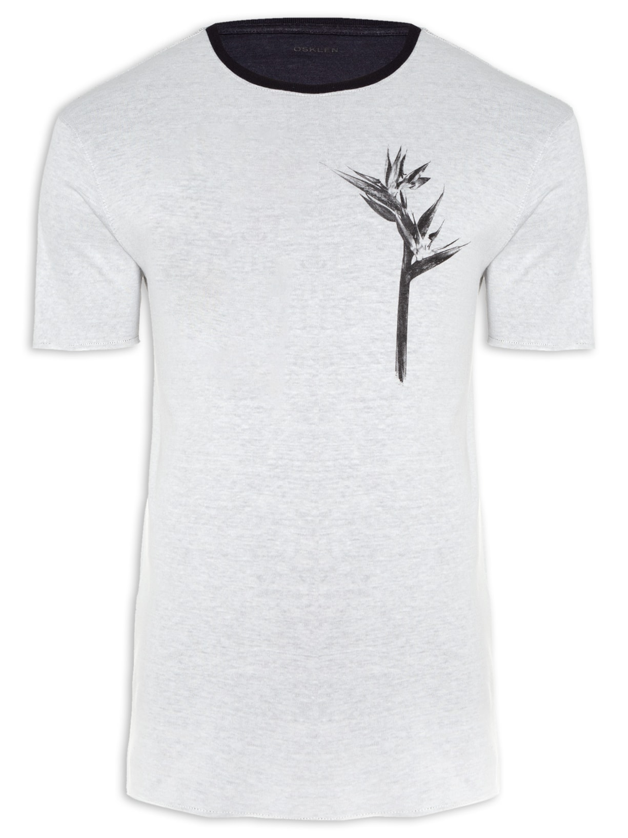 Camiseta Masculina Double Flor Desfoque - Cinza