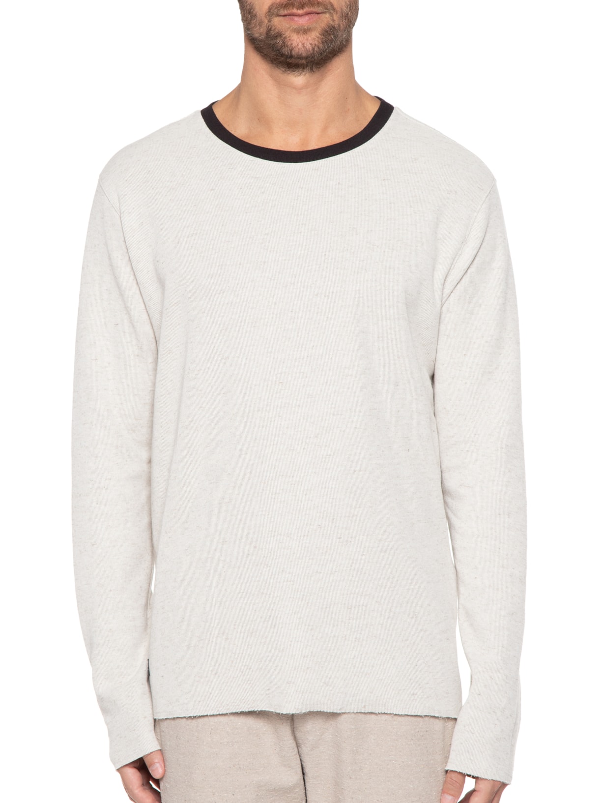 Camiseta Masculina Double Juta Manga Longa Bege Osklen