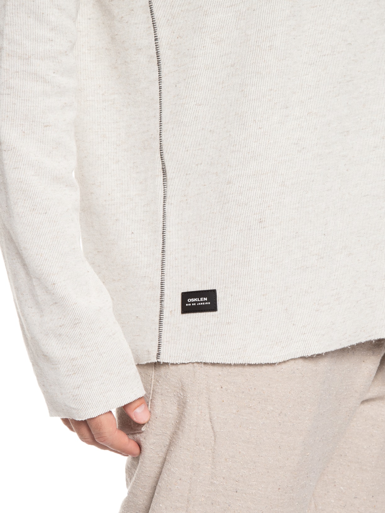 Camiseta Masculina Double Juta Manga Longa Bege Osklen