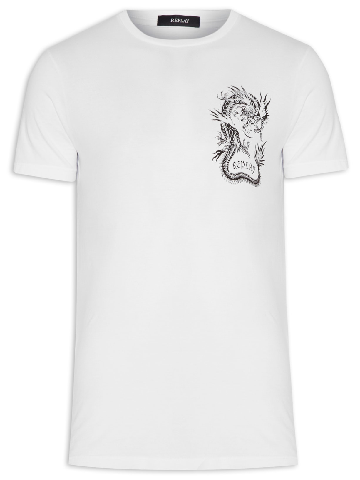 Camiseta Masculina Dragão - Branco