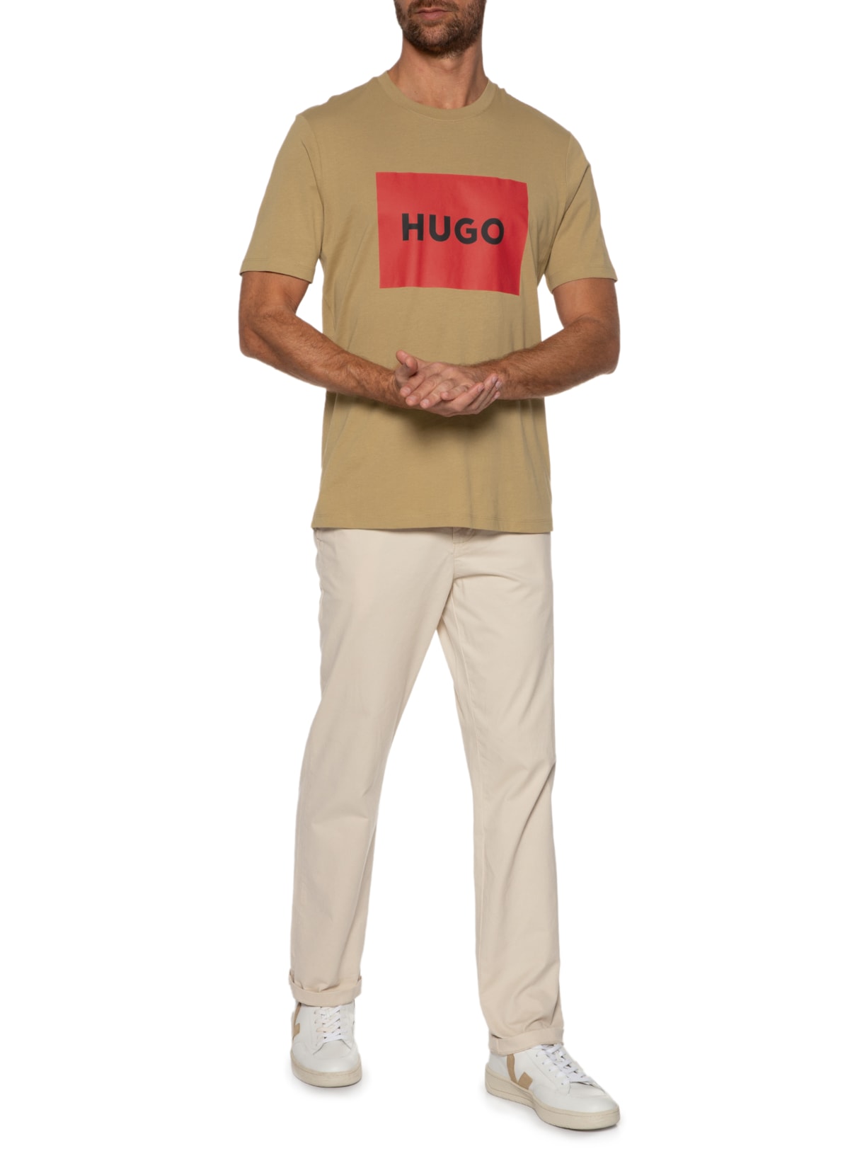 Camiseta Masculina Dulive Bege Hugo