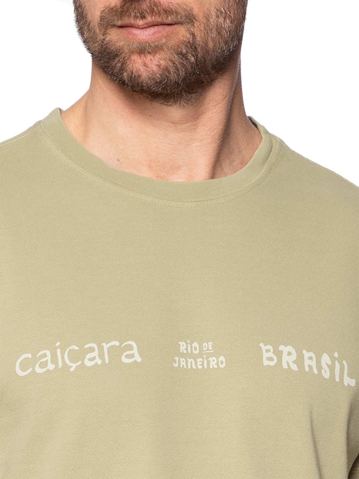Camiseta Masculina E-Colors Caiçara Type Manga Curta Bege Osklen