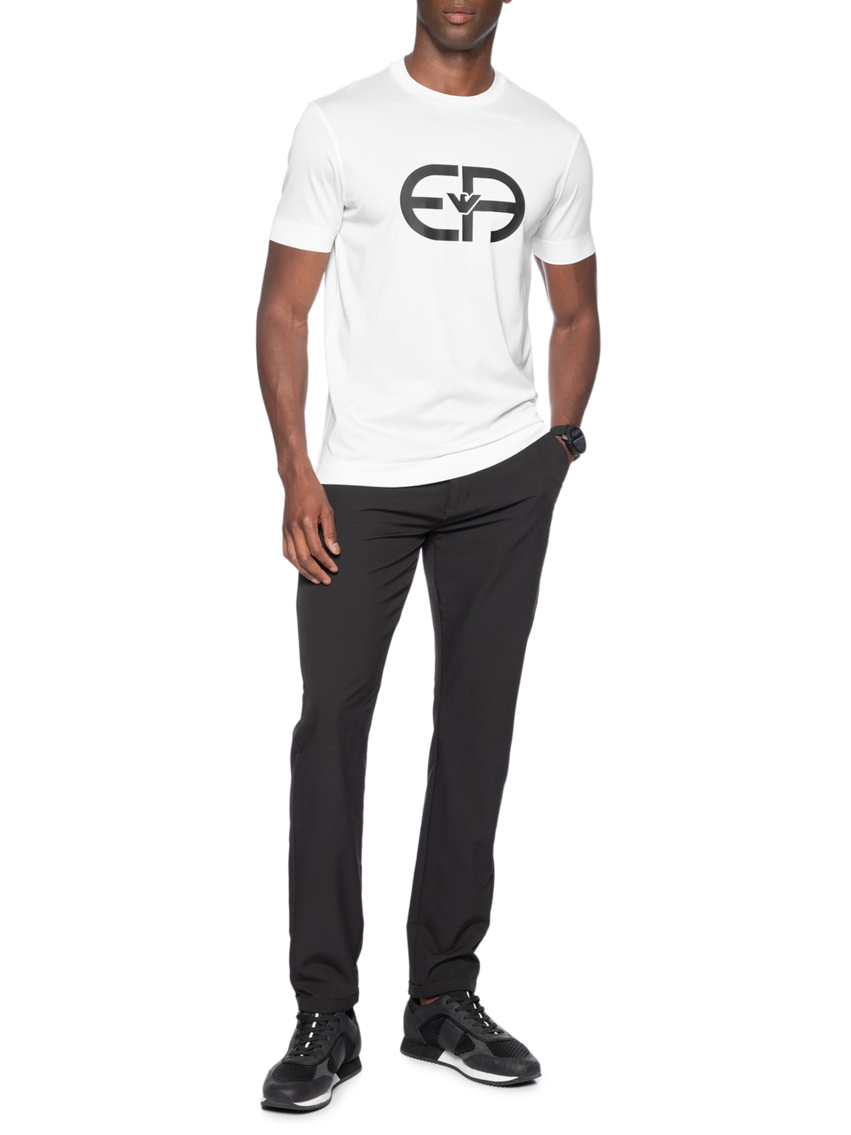 Camiseta Masculina EA Logo Redondo Branco Emporio Armani
