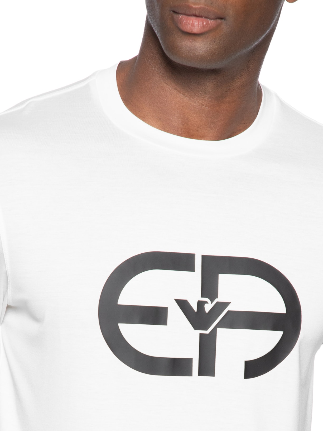 Camiseta Masculina EA Logo Redondo Branco Emporio Armani