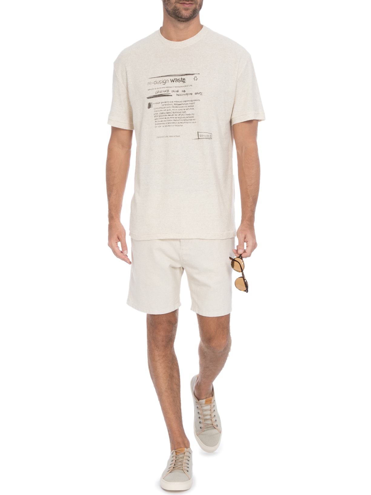 Camiseta Masculina Eco Blend Redesign Waste Bege Osklen
