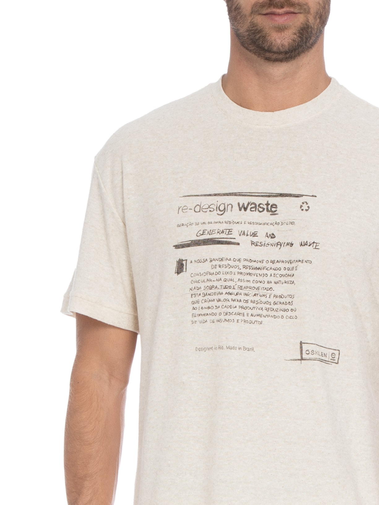 Camiseta Masculina Eco Blend Redesign Waste Bege Osklen