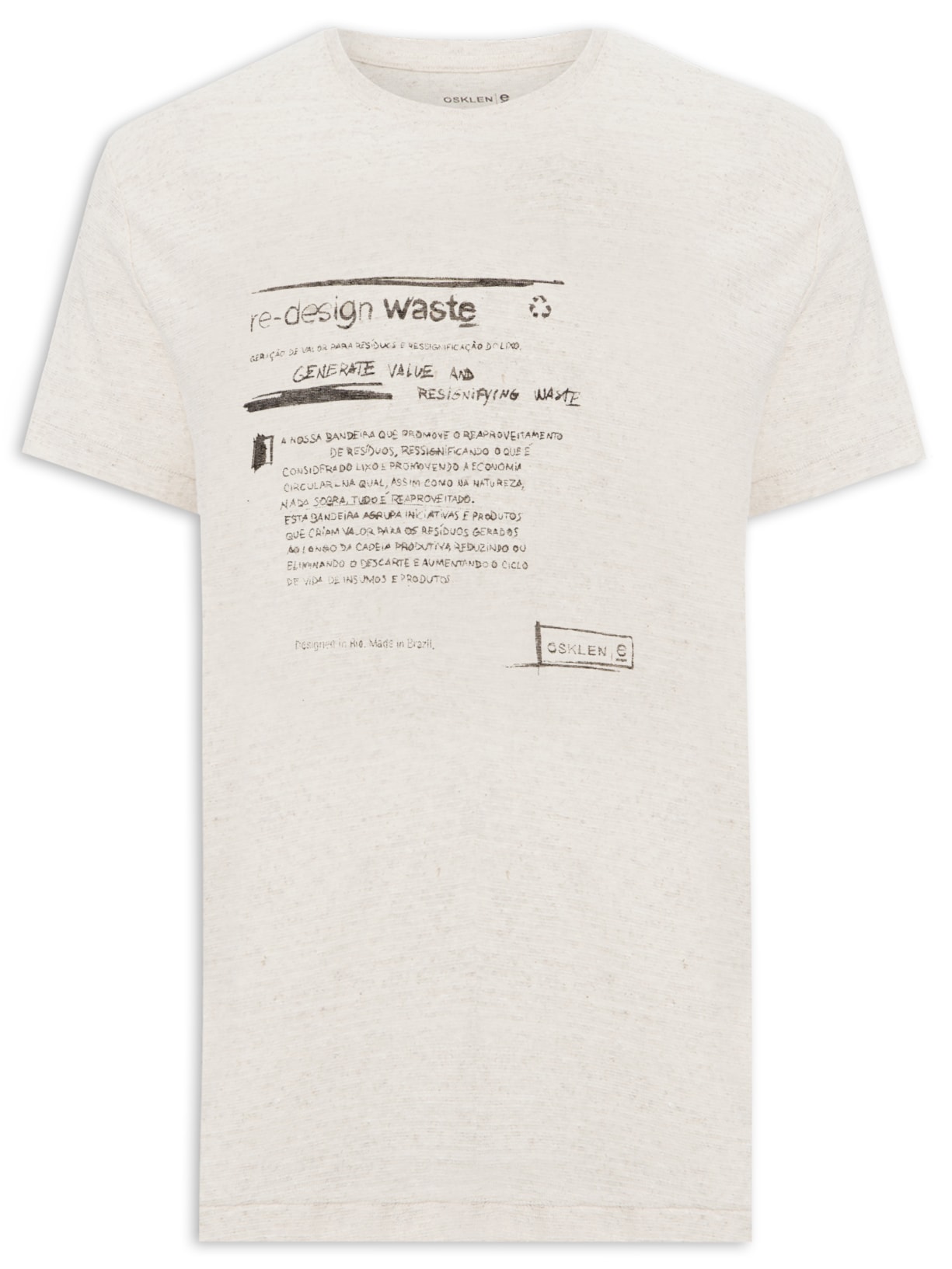 Camiseta Masculina Eco Blend Redesign Waste Bege Osklen