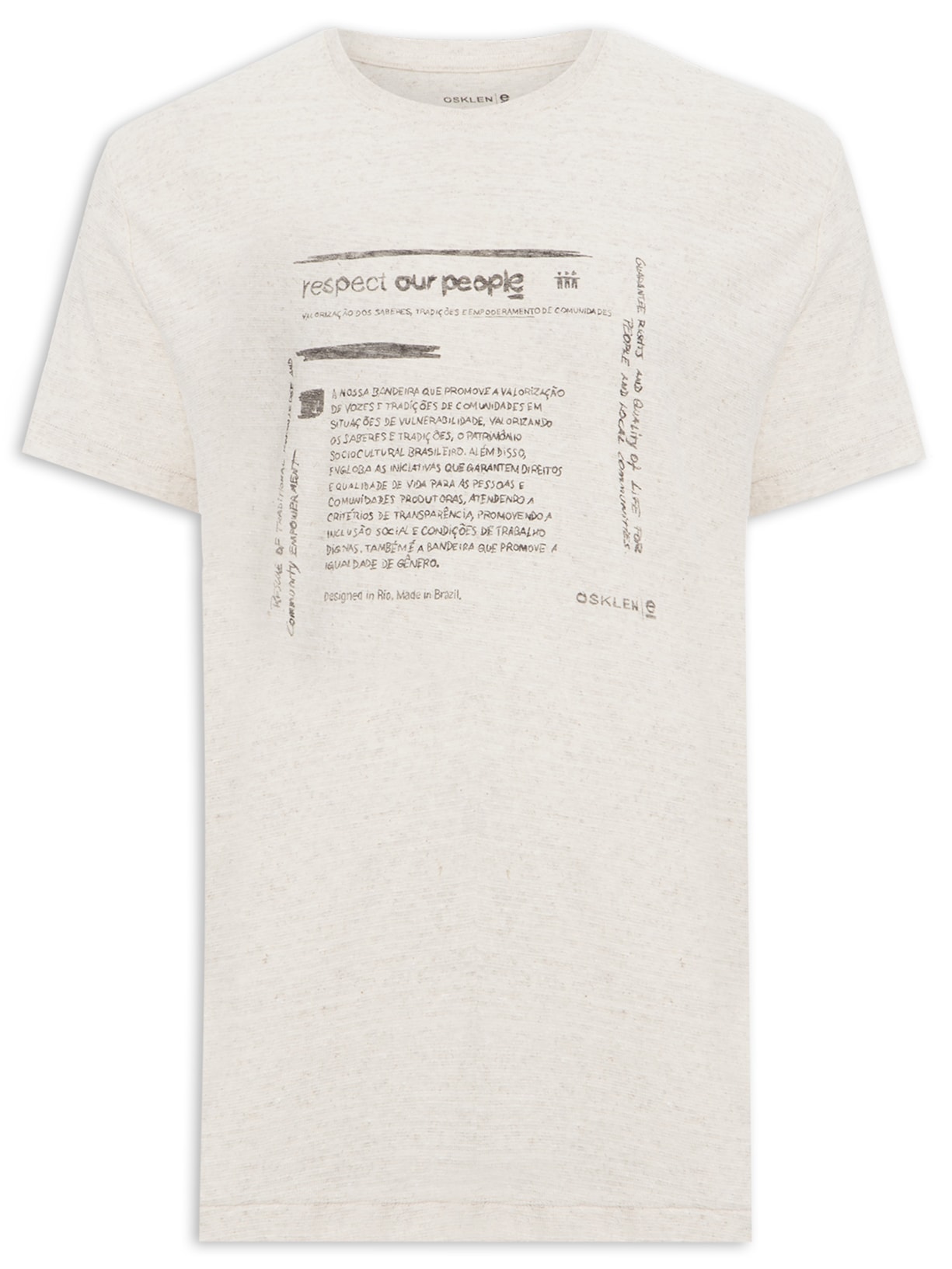 Camiseta Masculina Eco Blend Respect Our People - Bege