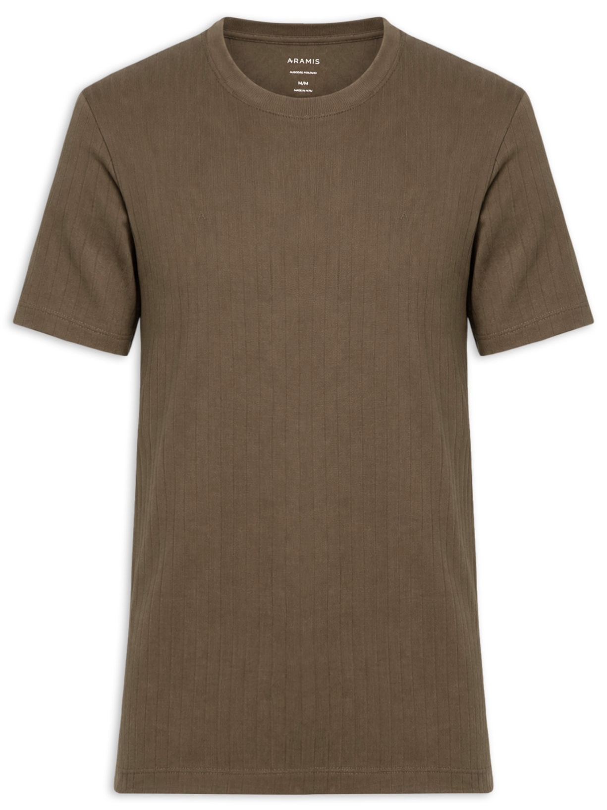 Camiseta Masculina Em Algodão Canelado Marrom Aramis