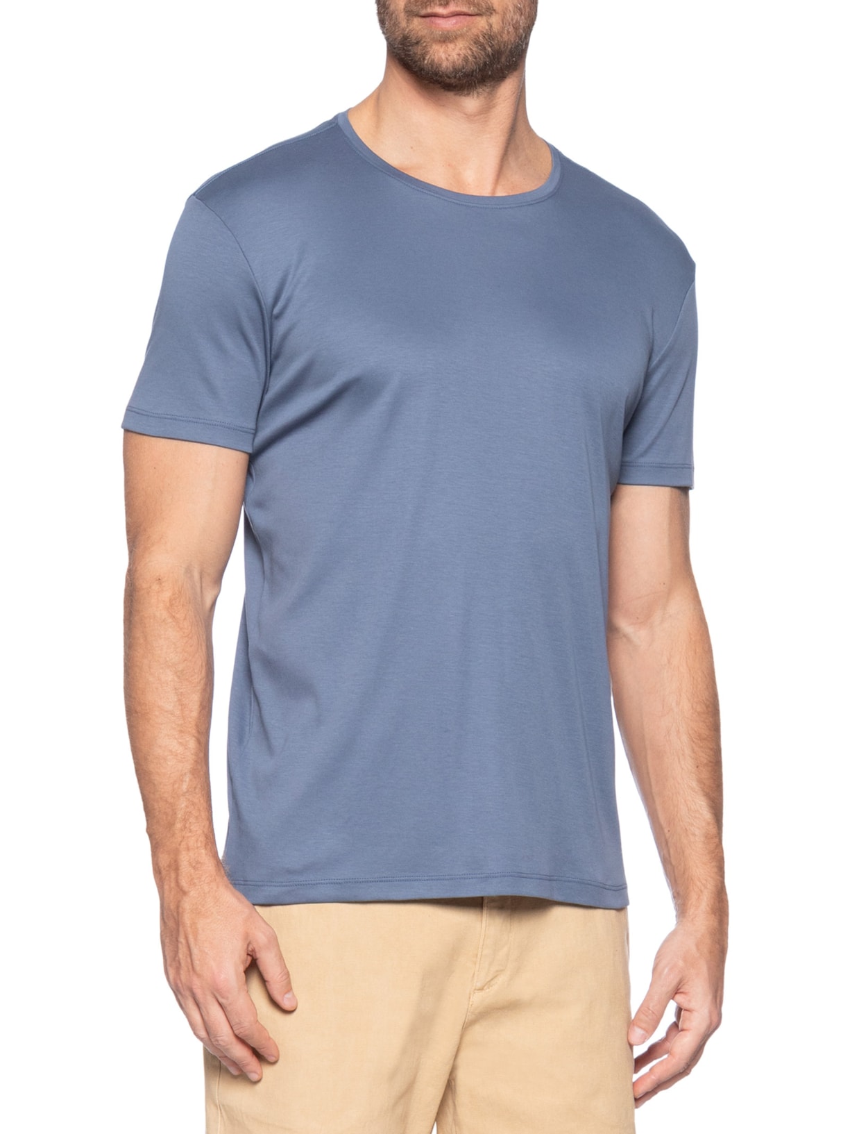 Camiseta Masculina Em Algodão Pima Peruano Azul Pineapple