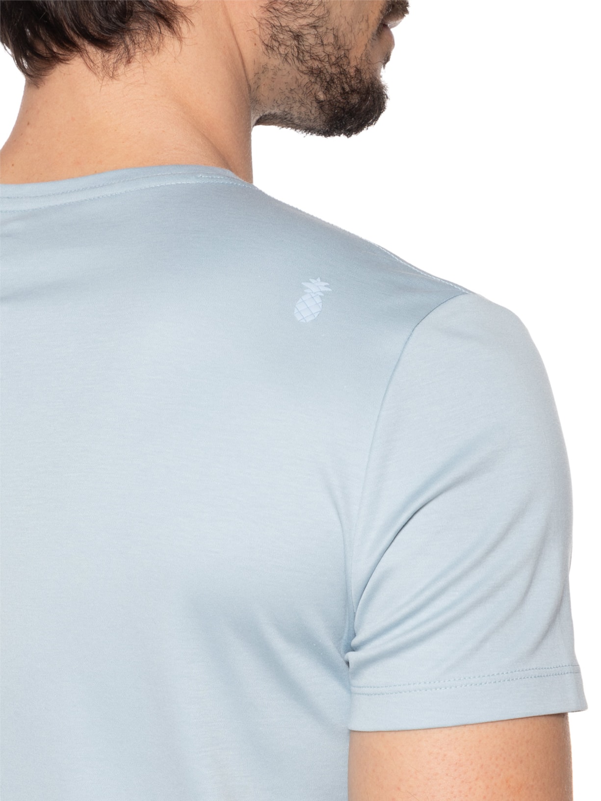 Camiseta Masculina Em Algodão Pima Peruano Azul Pineapple