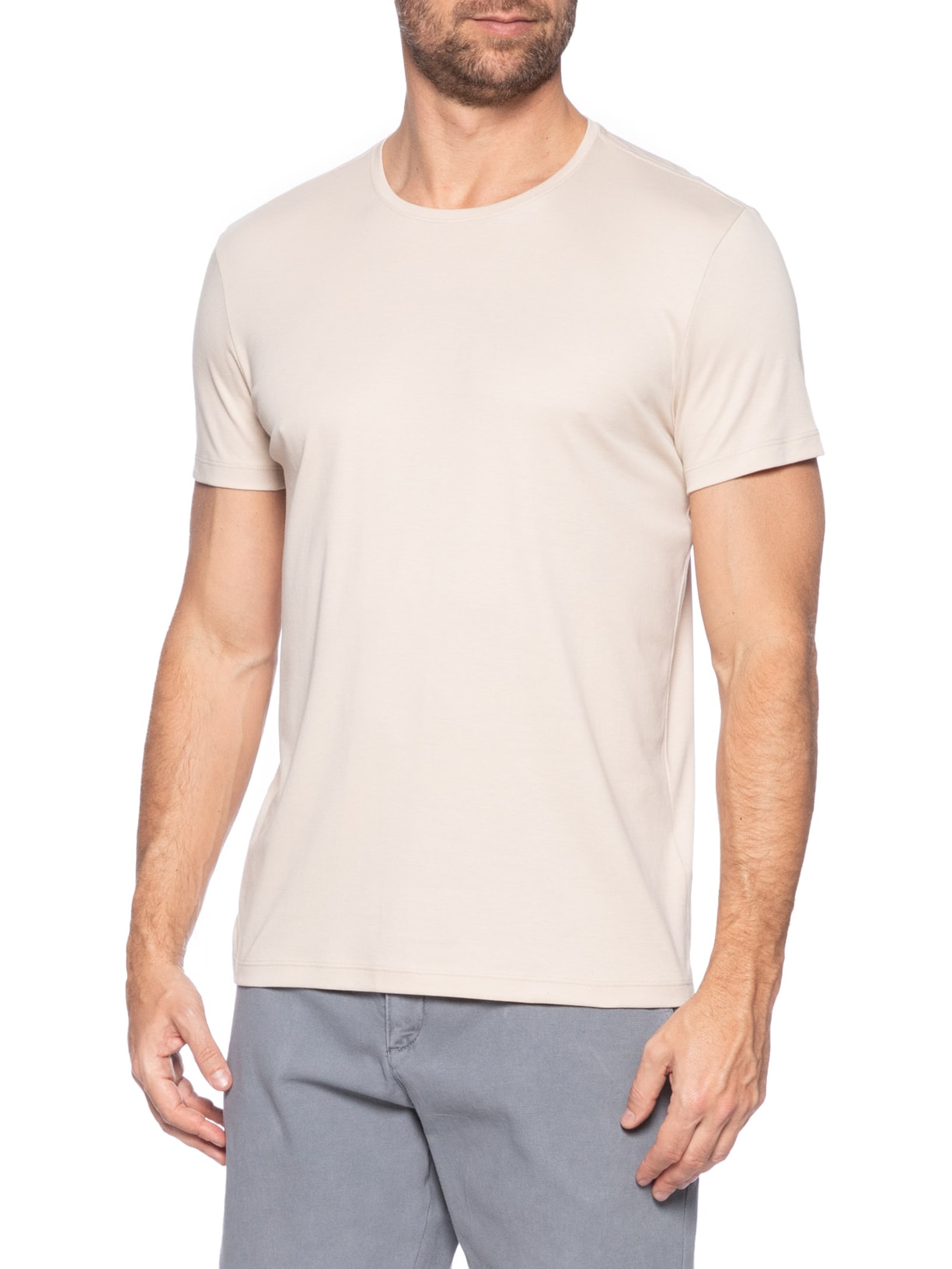 Camiseta Masculina Em Algodão Pima Peruano Bege Pineapple