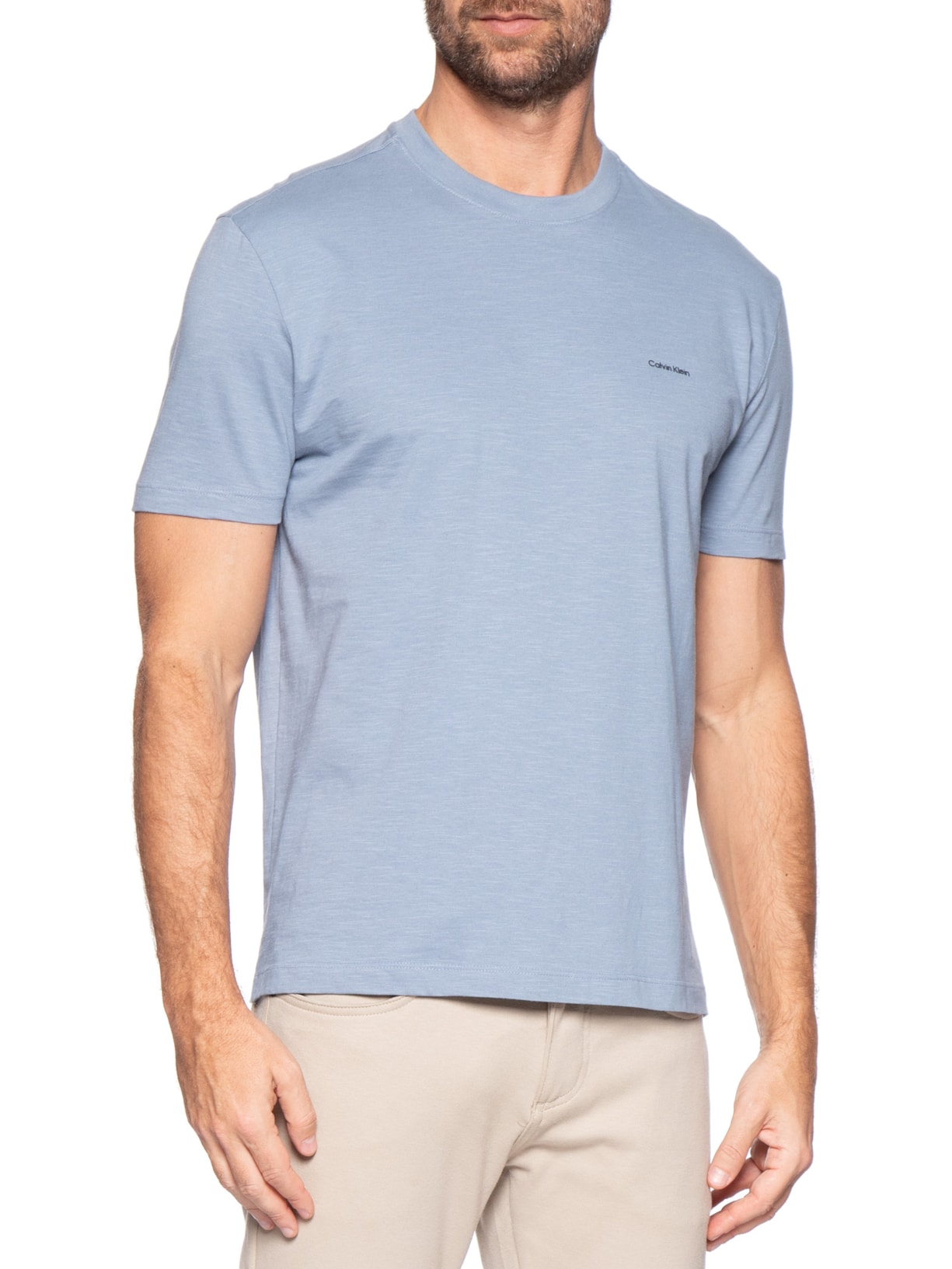 Camiseta Masculina em Flame Azul Calvin Klein