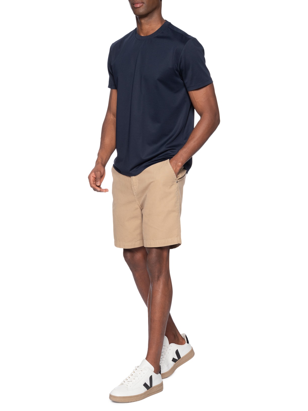 Camiseta Masculina Em Malha Interlock Marcerizada Azul Aramis