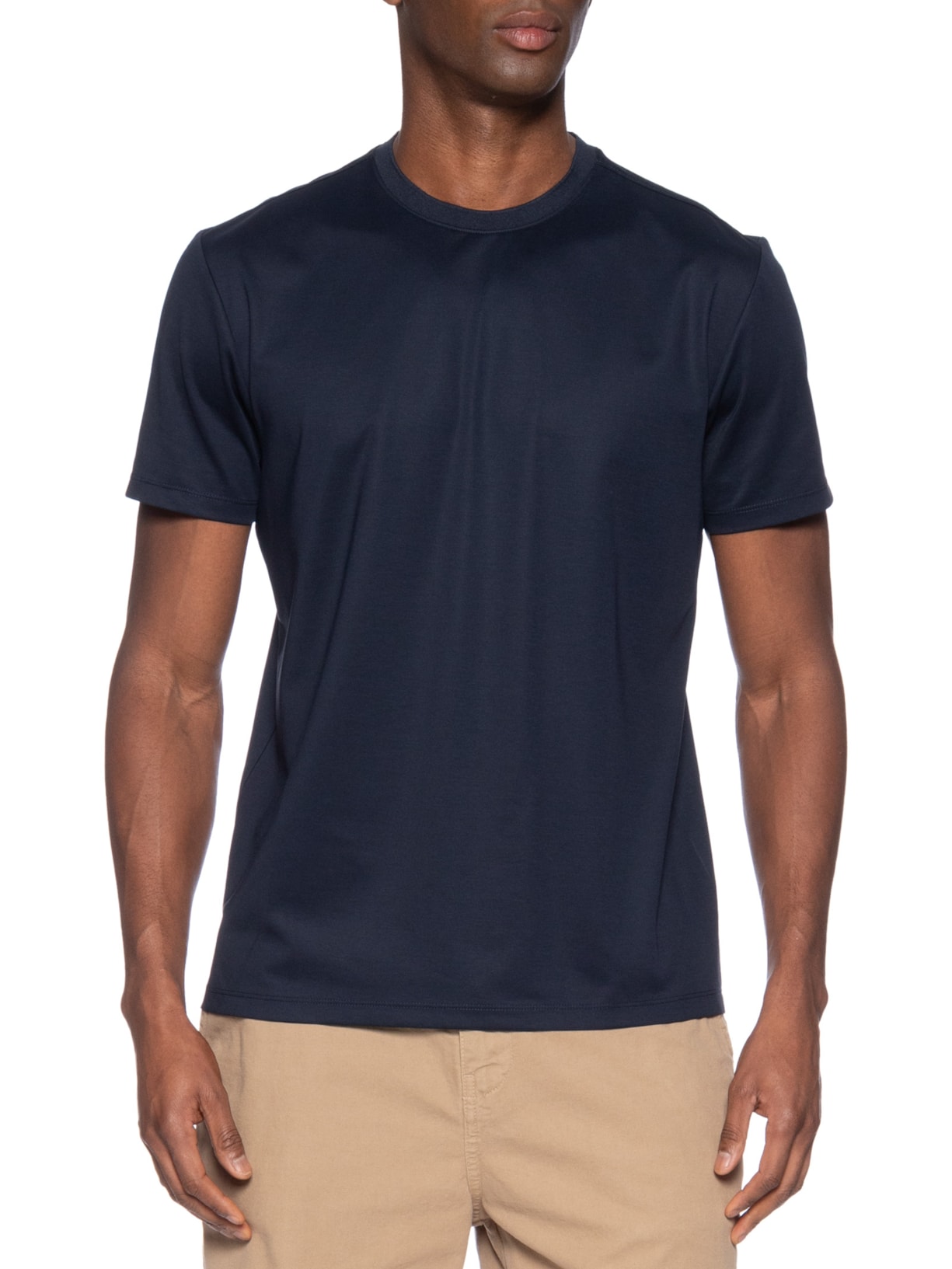 Camiseta Masculina Em Malha Interlock Marcerizada Azul Aramis