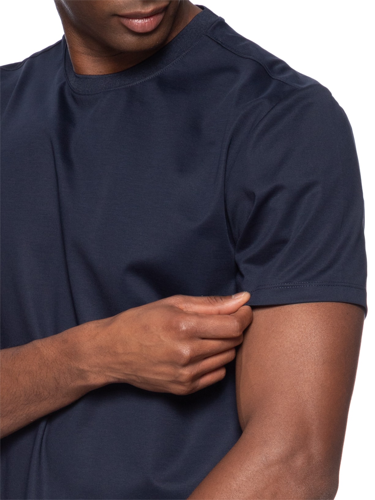 Camiseta Masculina Em Malha Interlock Marcerizada Azul Aramis