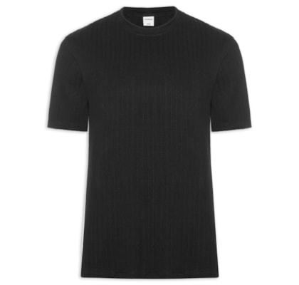 Camiseta Masculina Em Malha Pique Confort Fit Texturizada - Preto