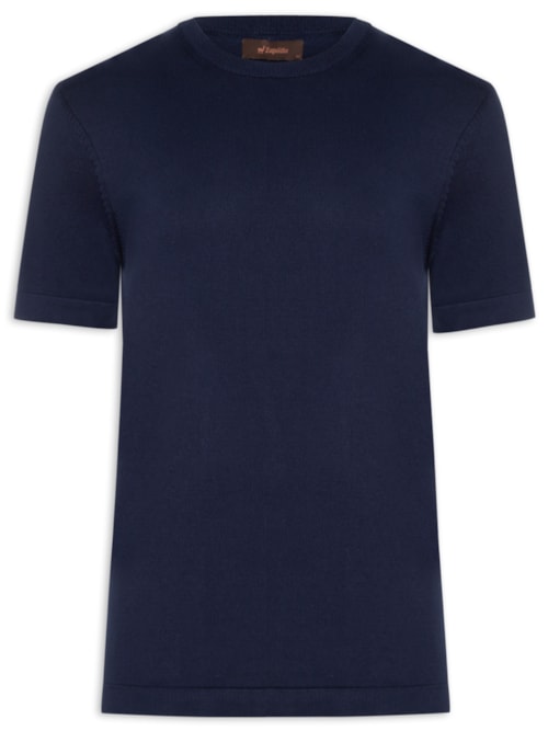 Camiseta Masculina em Tricot - Azul Marinho