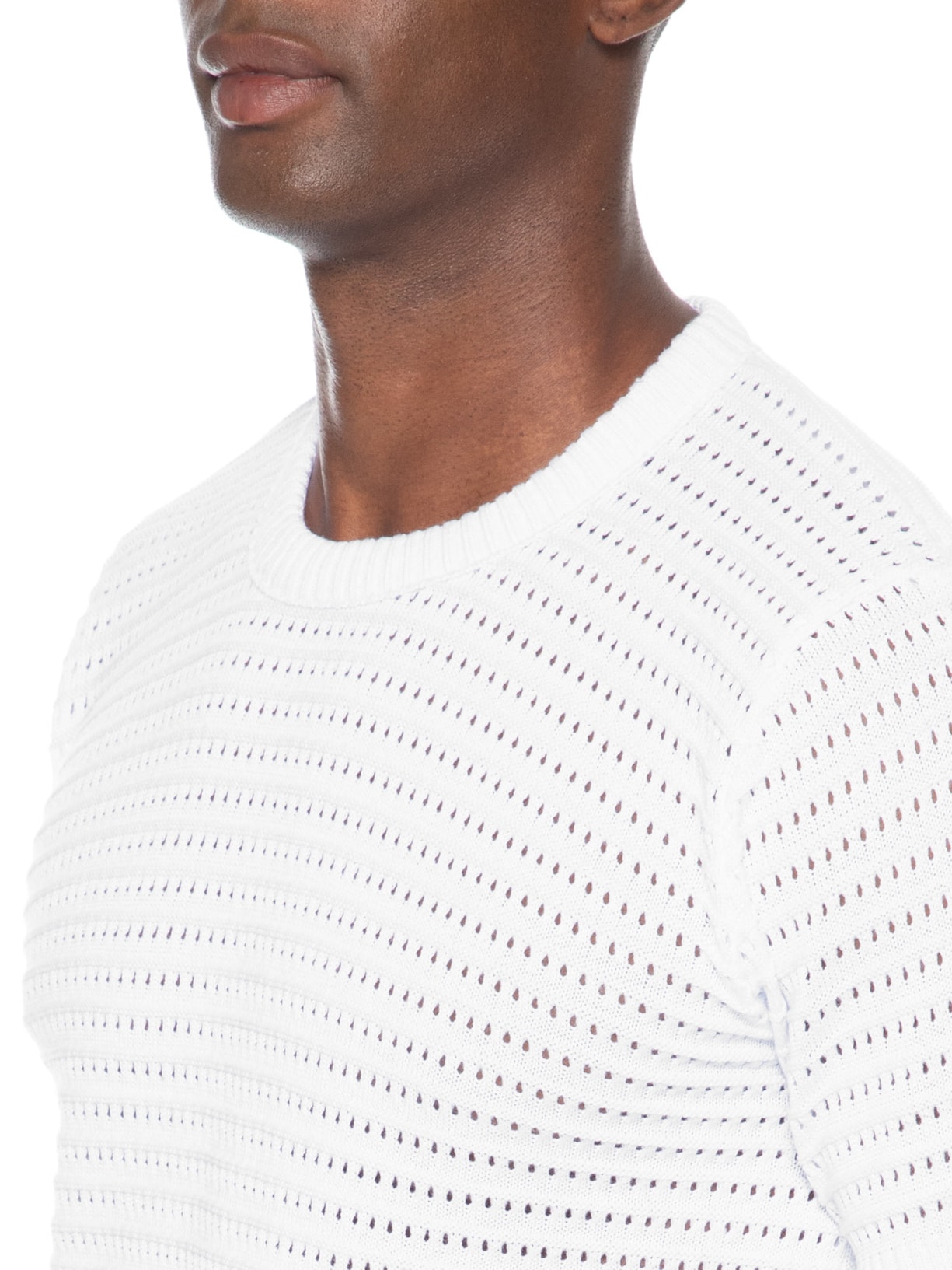 Camiseta Masculina Em Tricot Texturizada Branco Basiq Men