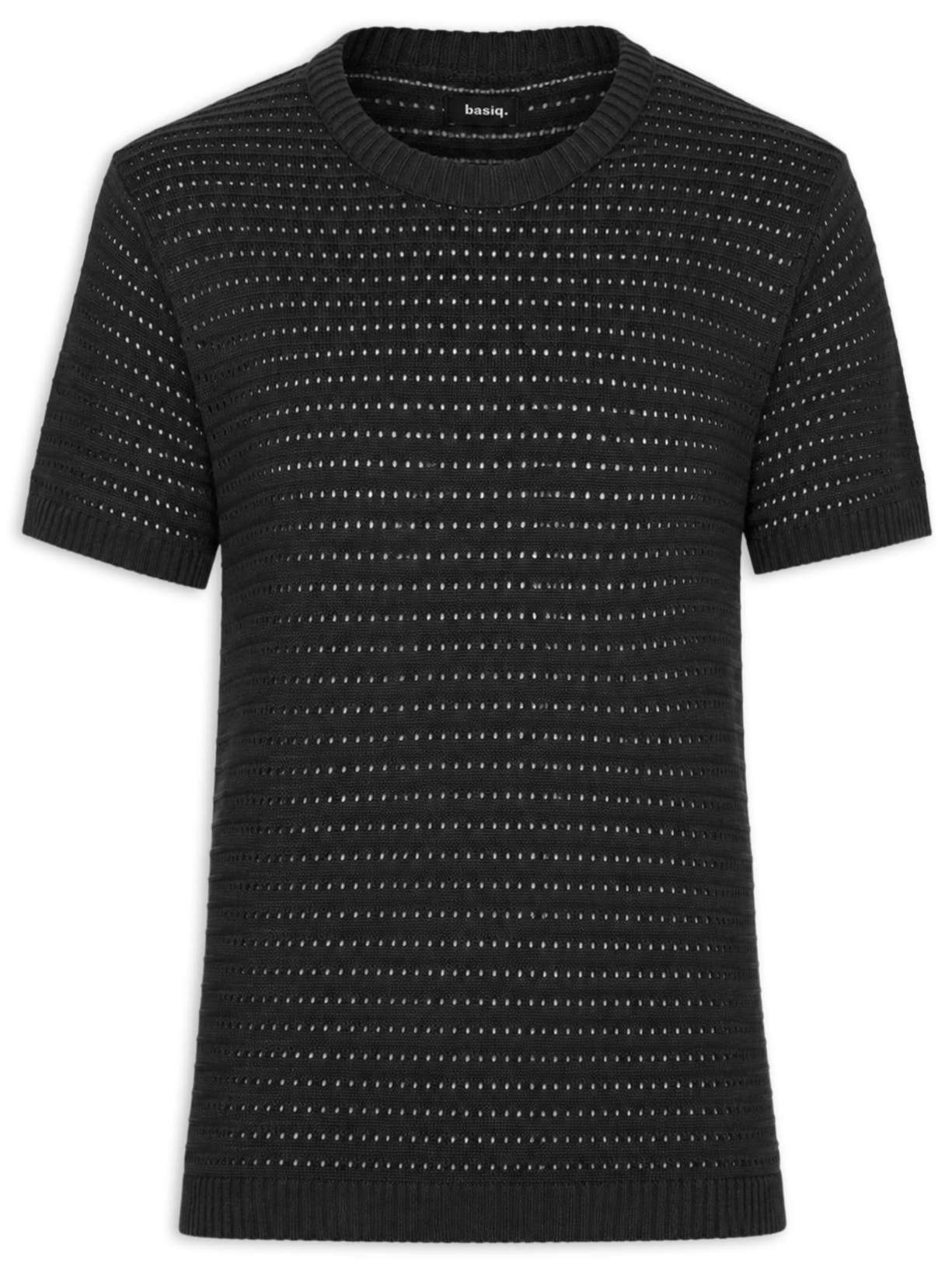 Camiseta Masculina Em Tricot Texturizada Preto Basiq Men