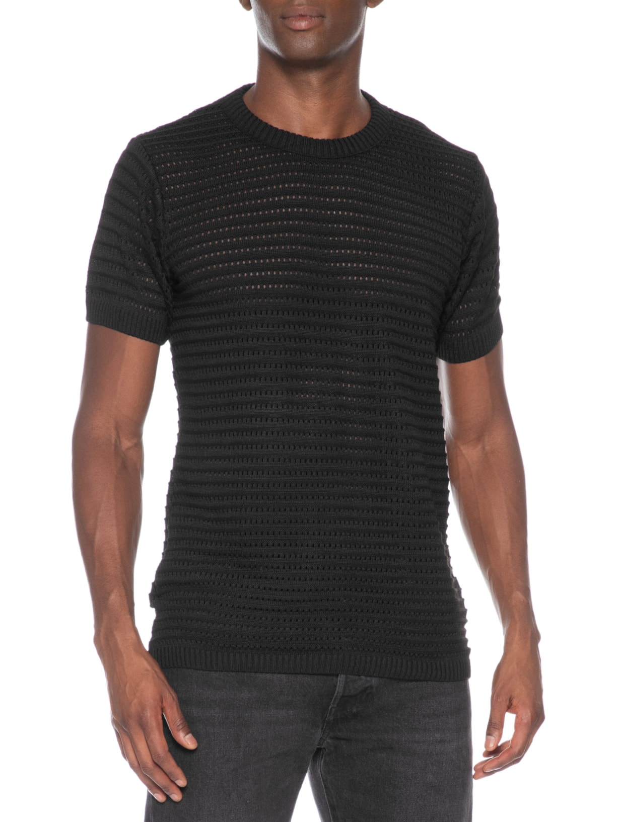 Camiseta Masculina Em Tricot Texturizada Preto Basiq Men