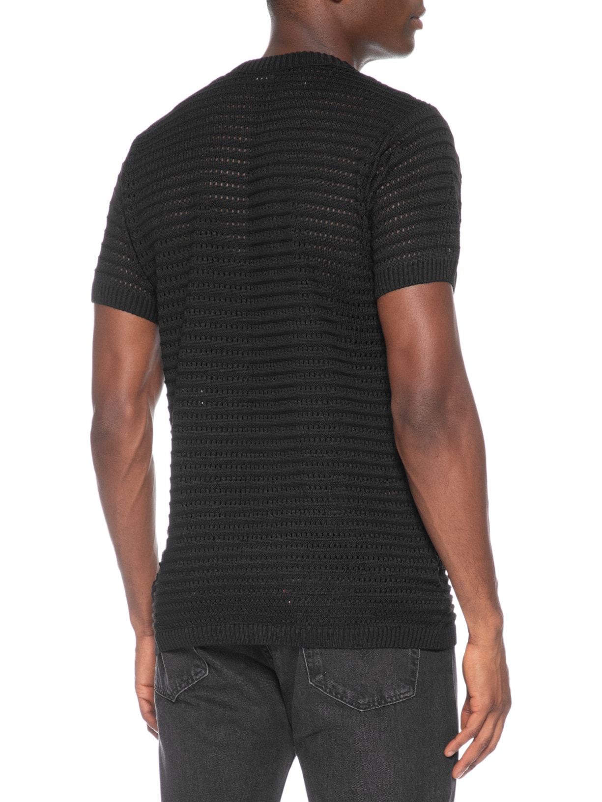 Camiseta Masculina Em Tricot Texturizada Preto Basiq Men