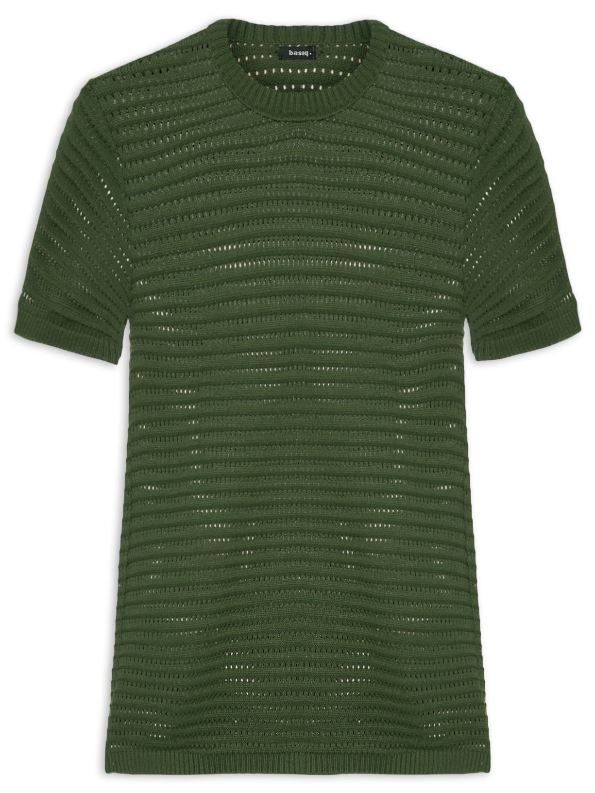Camiseta Masculina Em Tricot Texturizada Verde Basiq Men