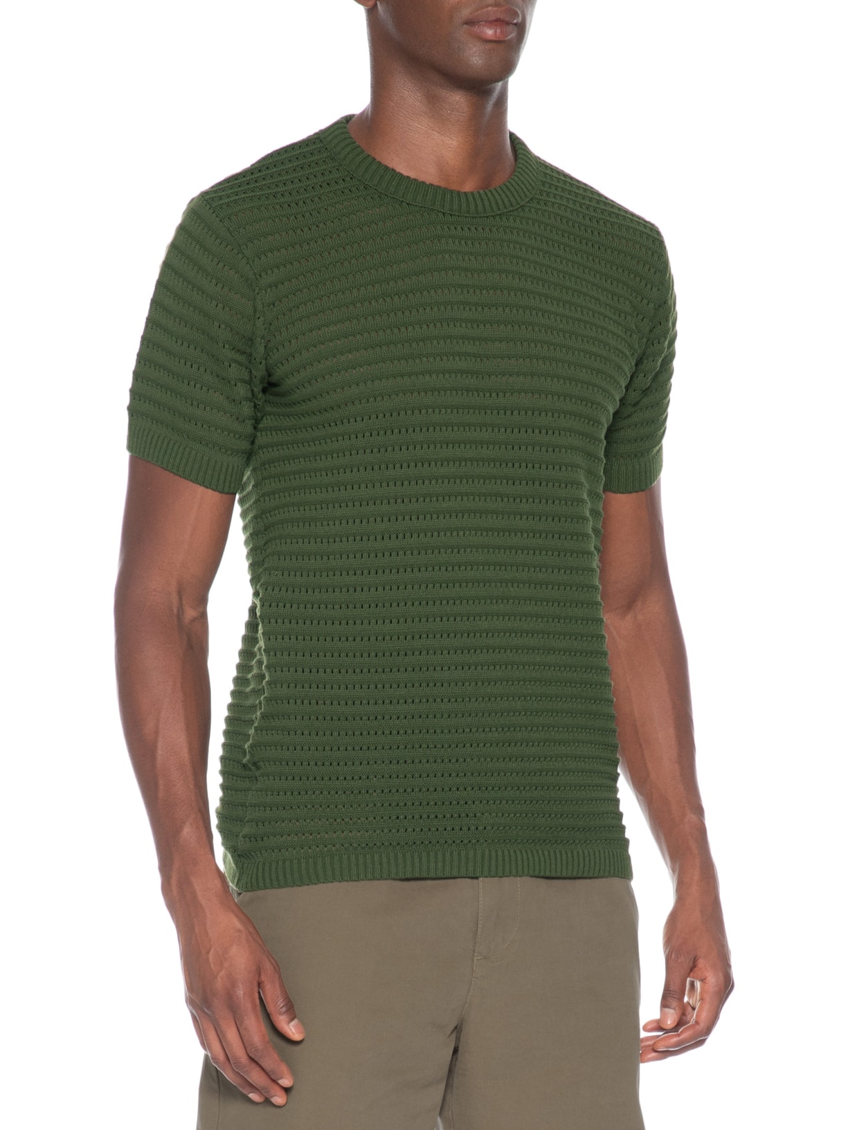 Camiseta Masculina Em Tricot Texturizada Verde Basiq Men