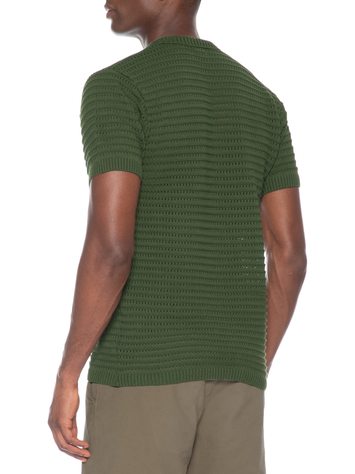 Camiseta Masculina Em Tricot Texturizada Verde Basiq Men