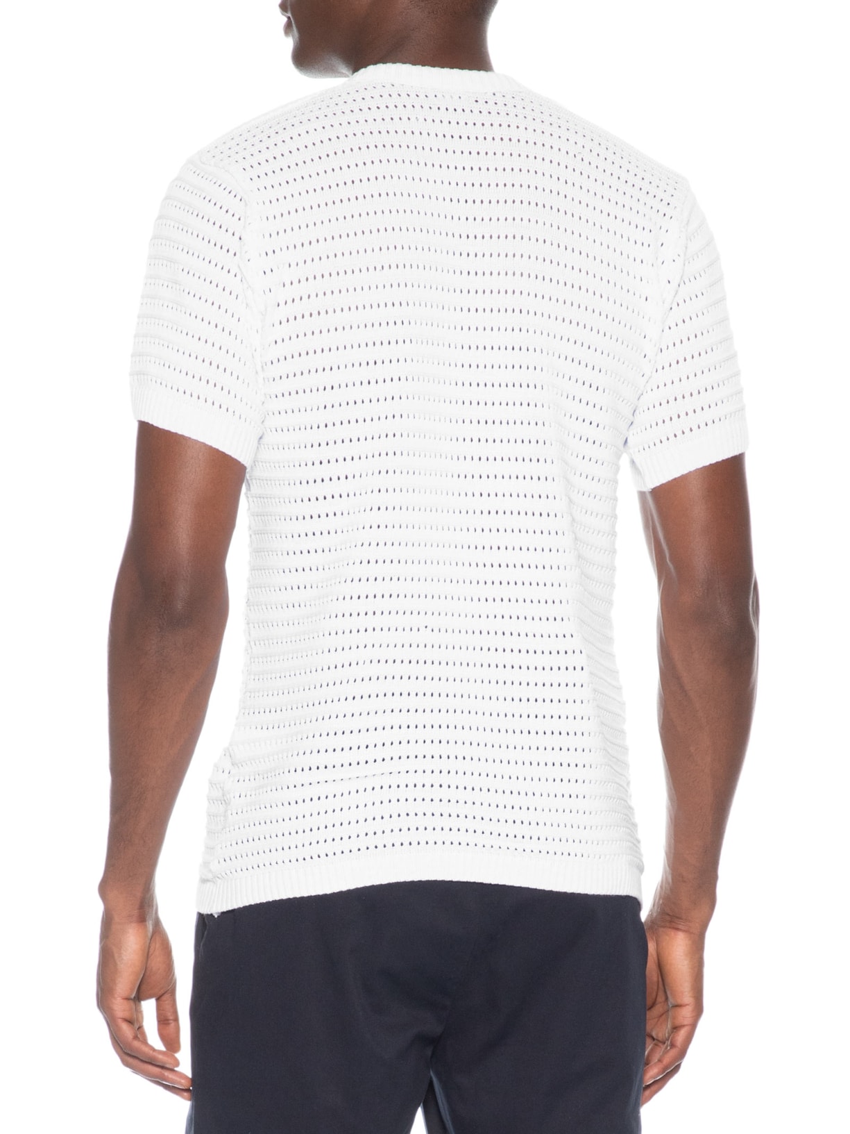 Camiseta Masculina Em Tricot Texturizada – Branco Basiq Men